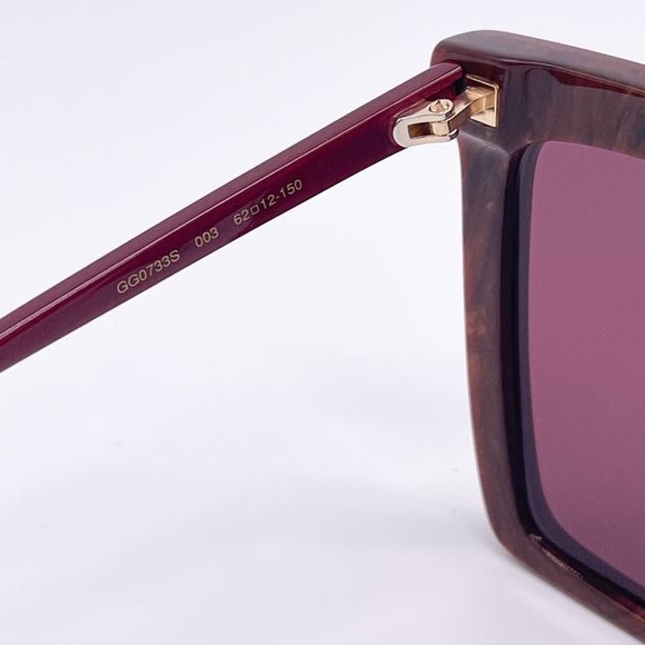 New - Gucci Burgundy New Gg0733s 003 Shield Sunglasses - Picture 12 of 13